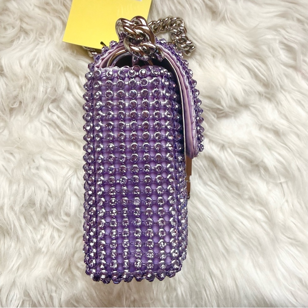 New! MARC JACOBS The Rhinestone J Marc Logo Crystal Shoulder Bag in Wisteria - Picture 11 of 13
